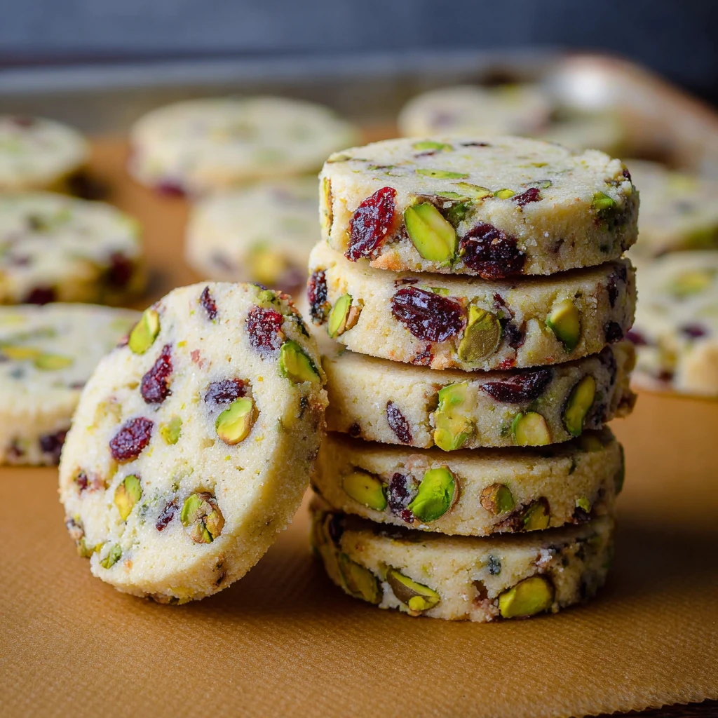 Cranberry Pistachio Shortbread Cookies