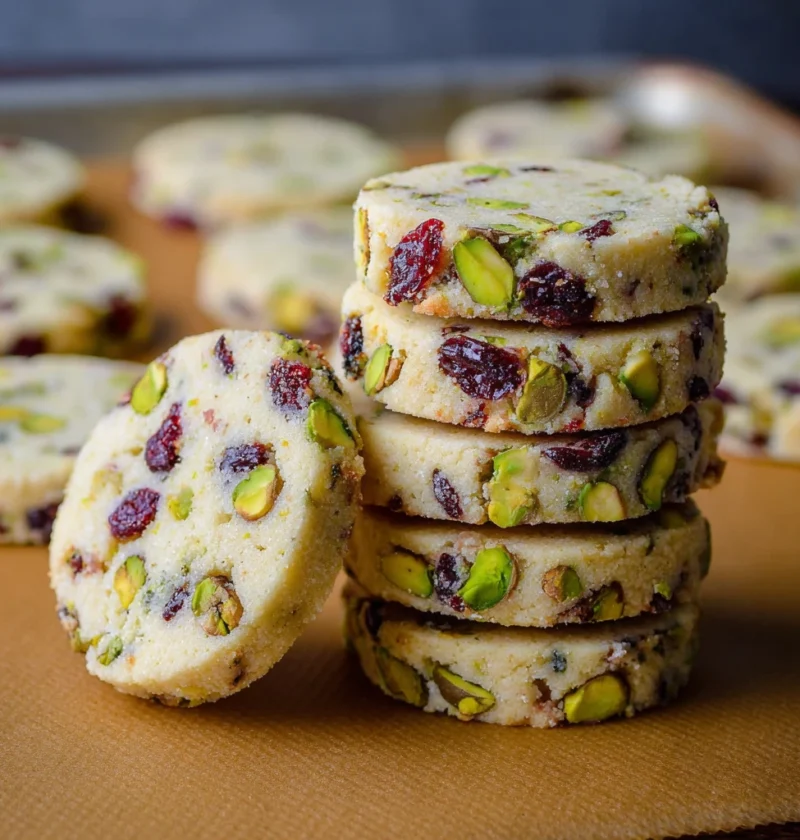 Cranberry Pistachio Shortbread Cookies
