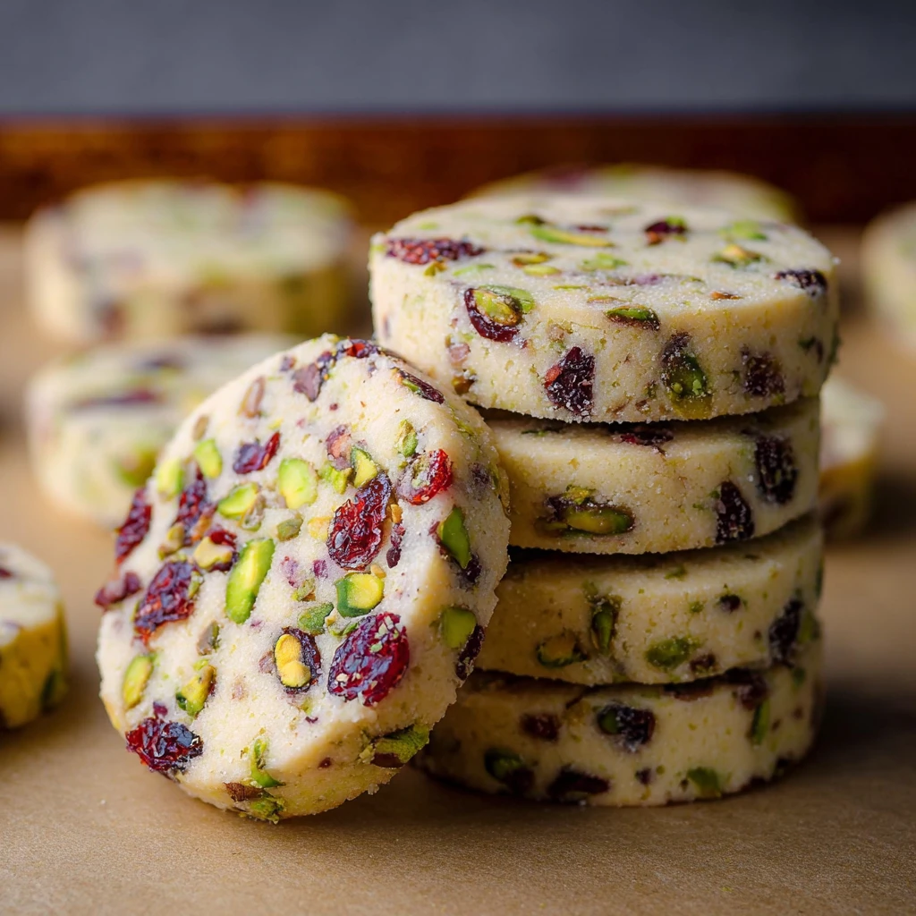 Cranberry Pistachio Shortbread Cookies