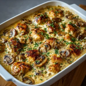 Keto Garlic Mushroom Chicken Casserole