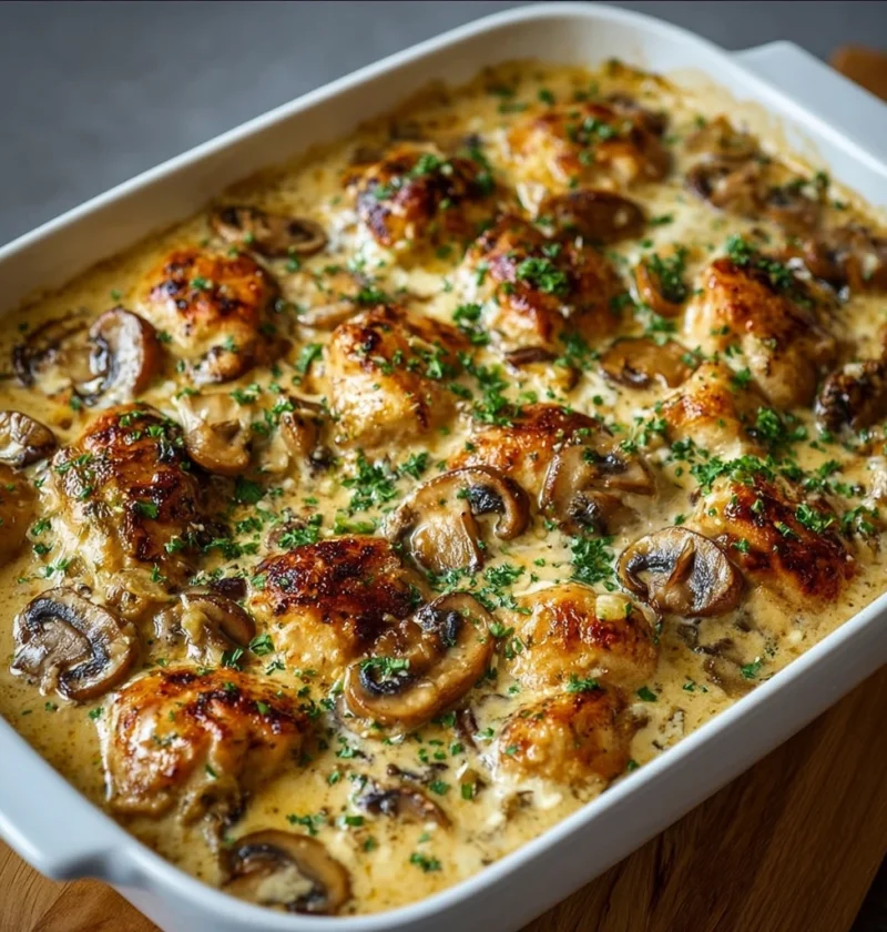 Keto Garlic Mushroom Chicken Casserole