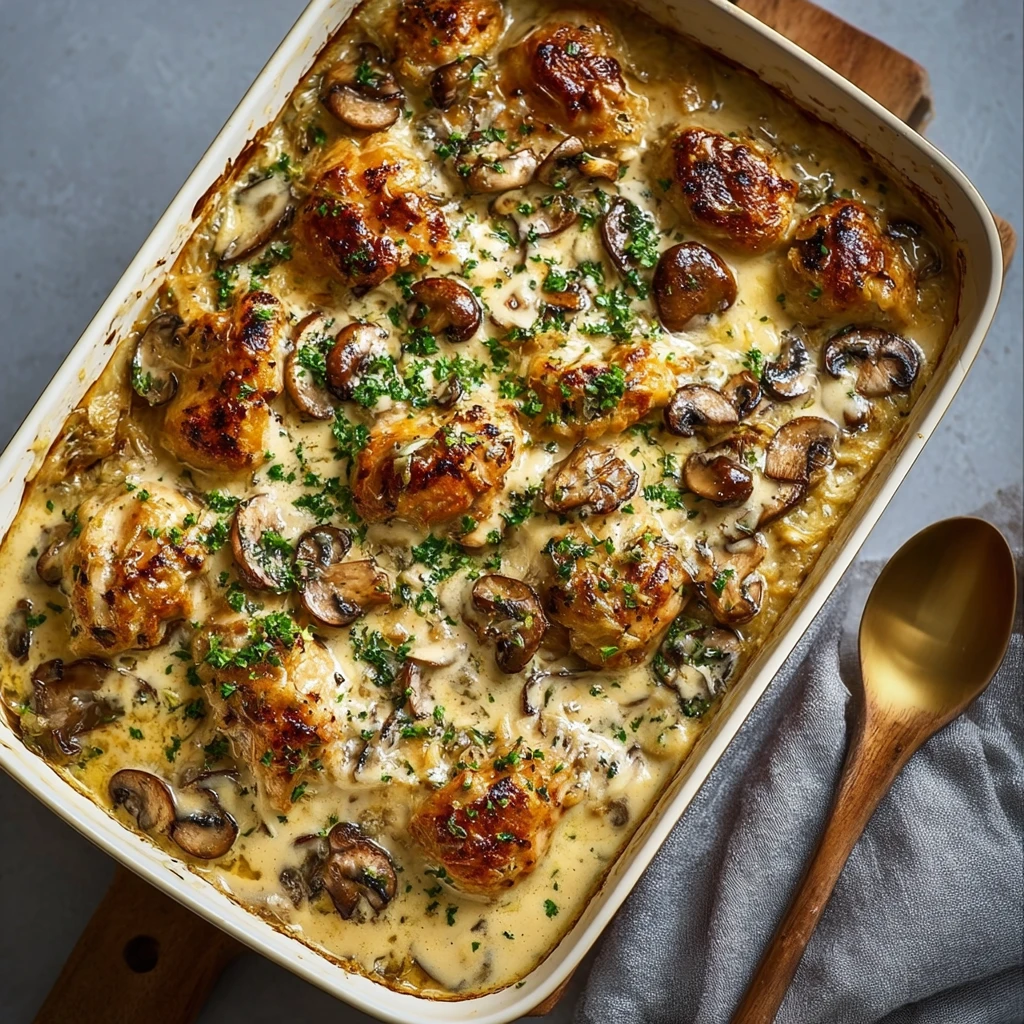 Keto Garlic Mushroom Chicken Casserole