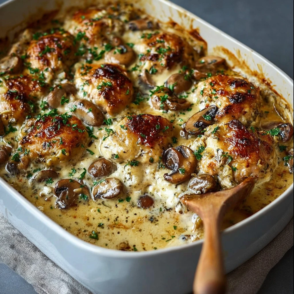 Keto Garlic Mushroom Chicken Casserole