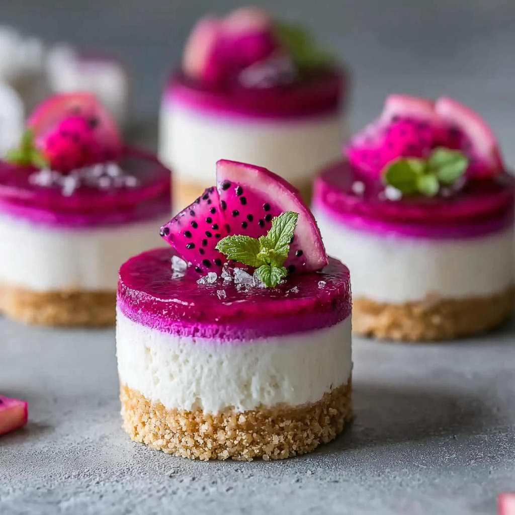 No-Bake Dragon Fruit Mini Cheesecakes – A Tropical, Colorful Dessert Delight