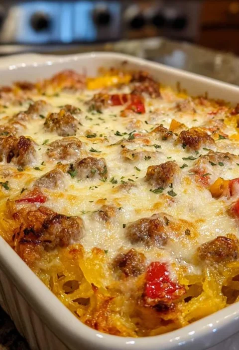 Perfect Sausage Peppers Spaghetti Squash Casserole