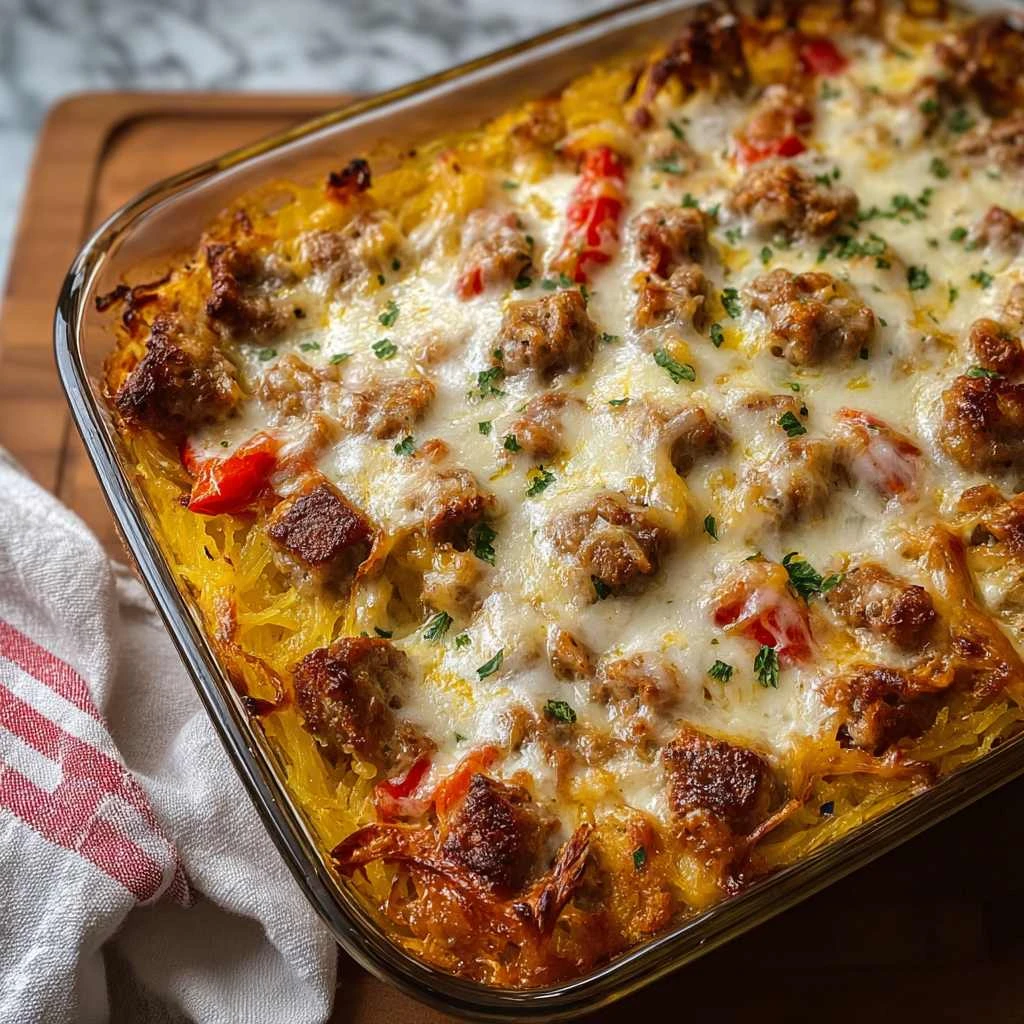 Perfect Sausage Peppers Spaghetti Squash Casserole
