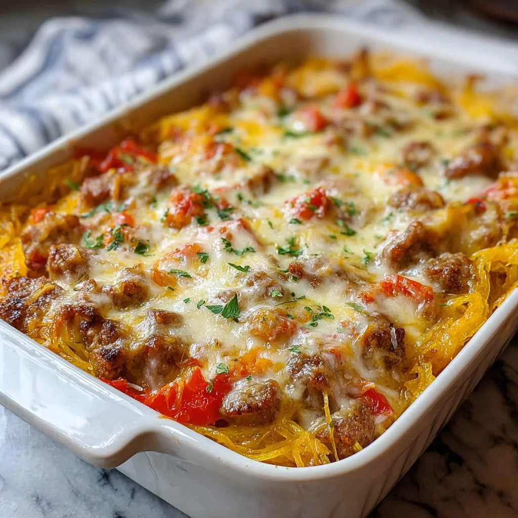Perfect Sausage Peppers Spaghetti Squash Casserole