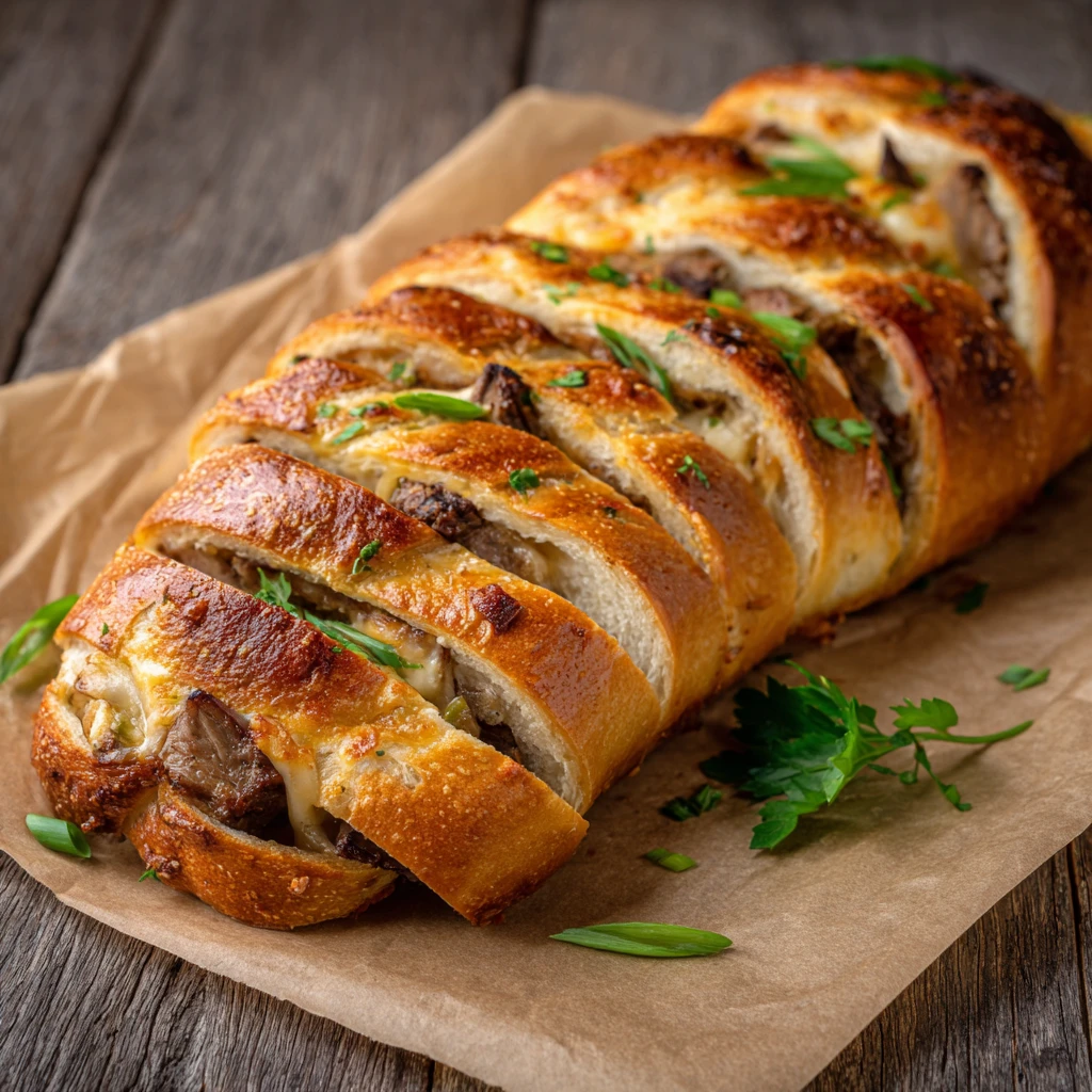 Philly Cheesesteak Braid