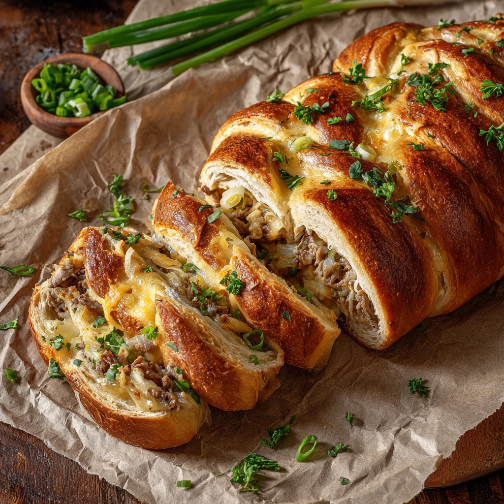 Philly Cheesesteak Braid