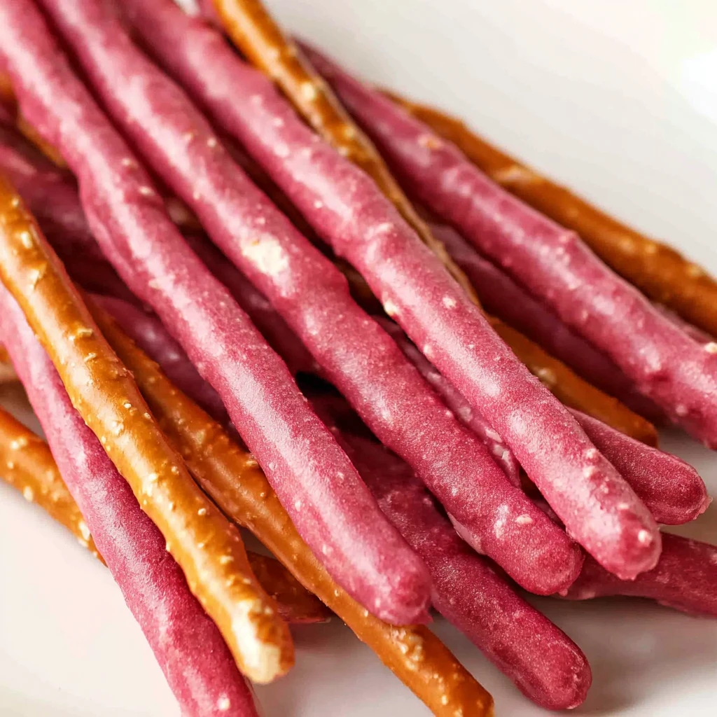 Raspberry White Chocolate Covered Pretzel Sticks