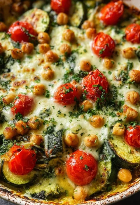 Spinach Zucchini Chickpea Bake Deliciously Recipe