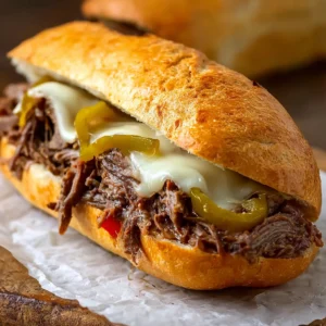Authentic Chicago Italian Beef Sandwich (Slow-Cooked Au Jus Giardiniera)