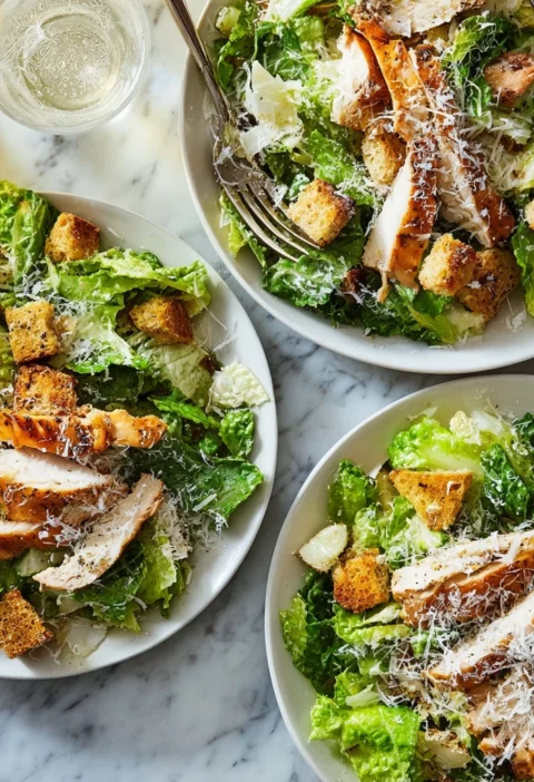 Chicken Caesar Salad Homemade Croutons