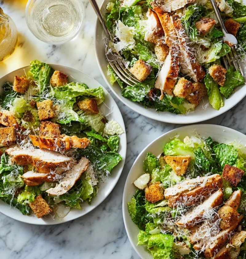 Chicken Caesar Salad Homemade Croutons