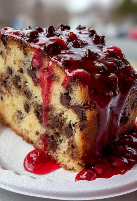 Chocolate Chip Cake Glossy Fudge Frosting Bakerystyle Bliss