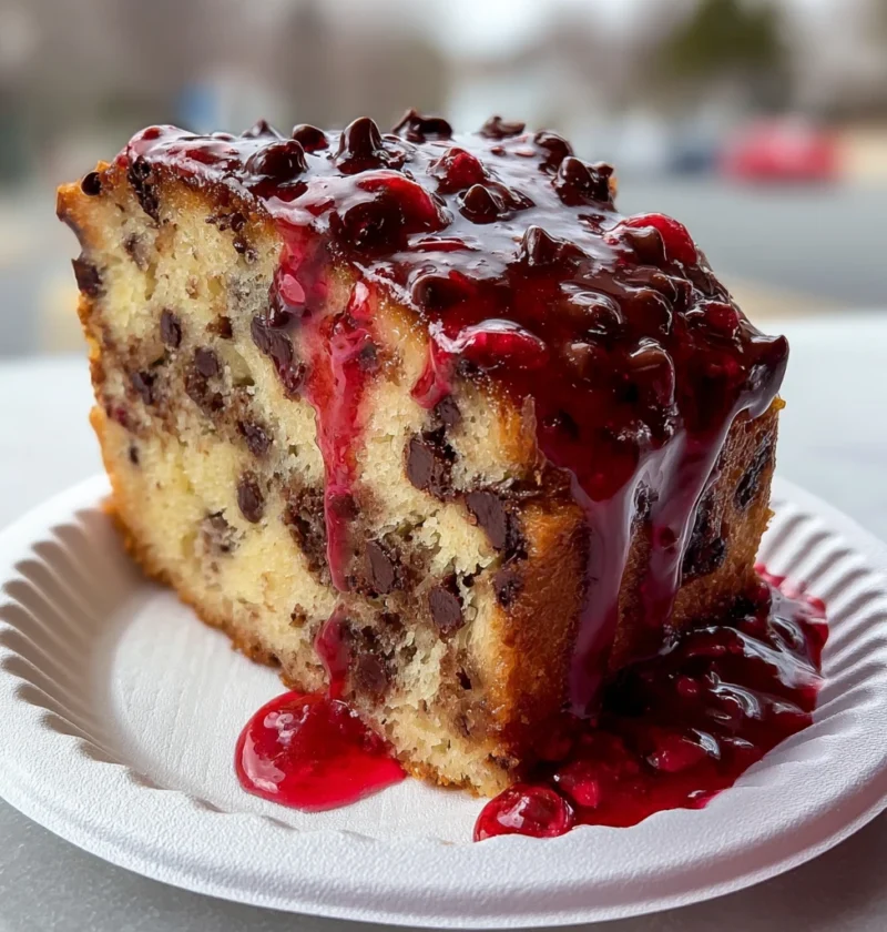 Chocolate Chip Cake Glossy Fudge Frosting Bakerystyle Bliss