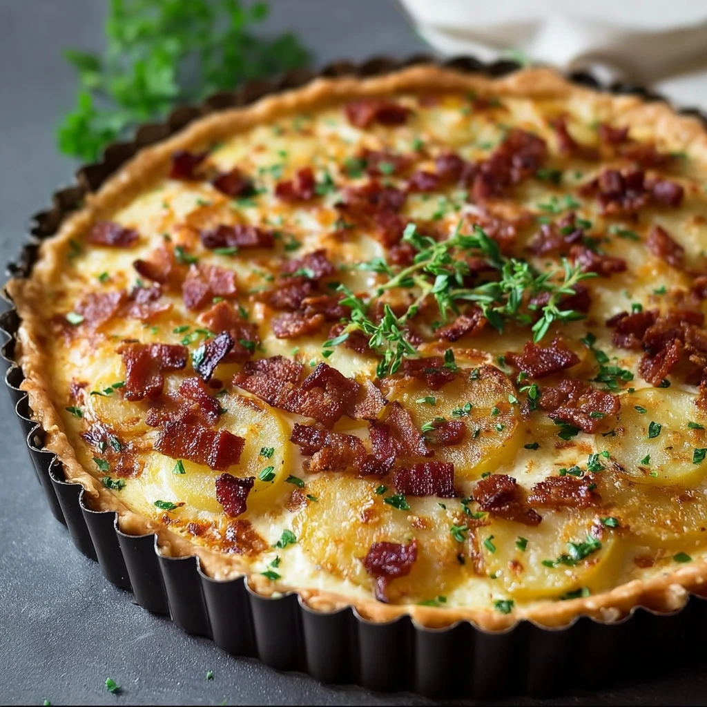 Creamy Irish Potato Pie with Crispy Bacon Delight