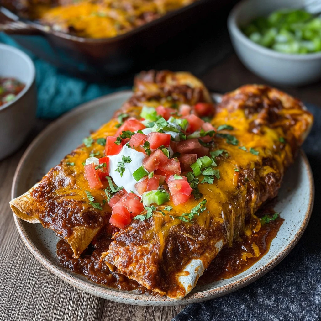 Beef Enchiladas Loaded Meat Cheese Red Sauce Melty