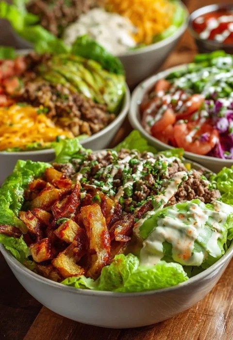 Burger Bowls Low Carb Cheeseburger Salad Special Sauce
