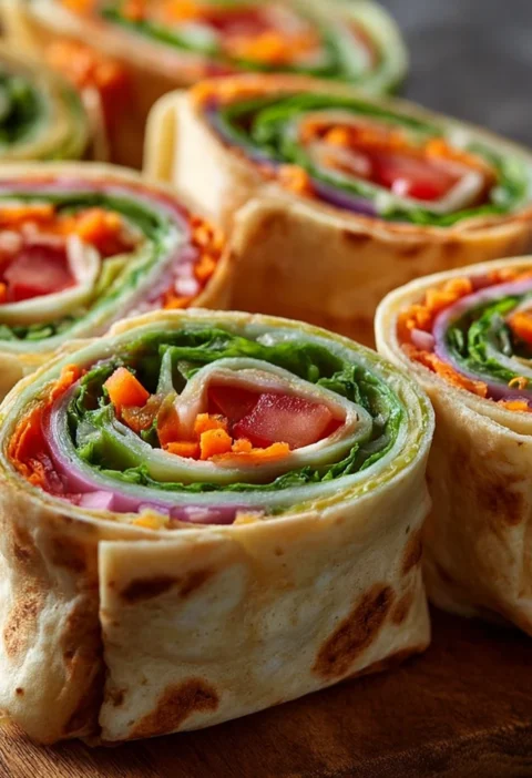 Fresh Vegetable Tortilla Roll Ups Recipe