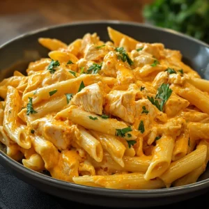 Indulge in Buffalo Chicken Alfredo Pasta for a Quick Feast