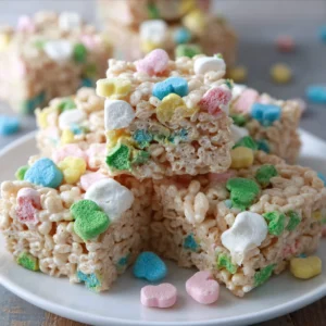 Lucky Charms Marshmallow Rice Krispie Treats (4-Ingredient St Patricks Day)