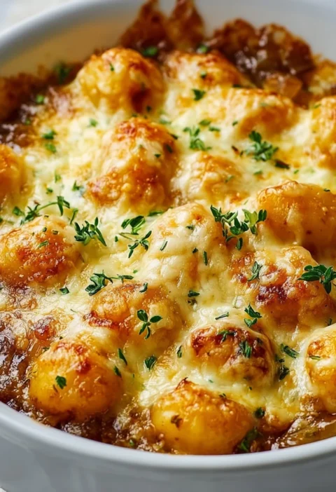 Mouthwatering Baked French Onion Gnocchi
