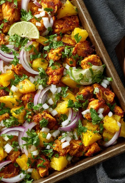 One Pan Chicken Pineapple Tacos