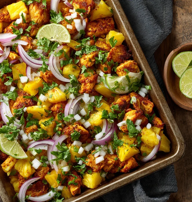 One Pan Chicken Pineapple Tacos