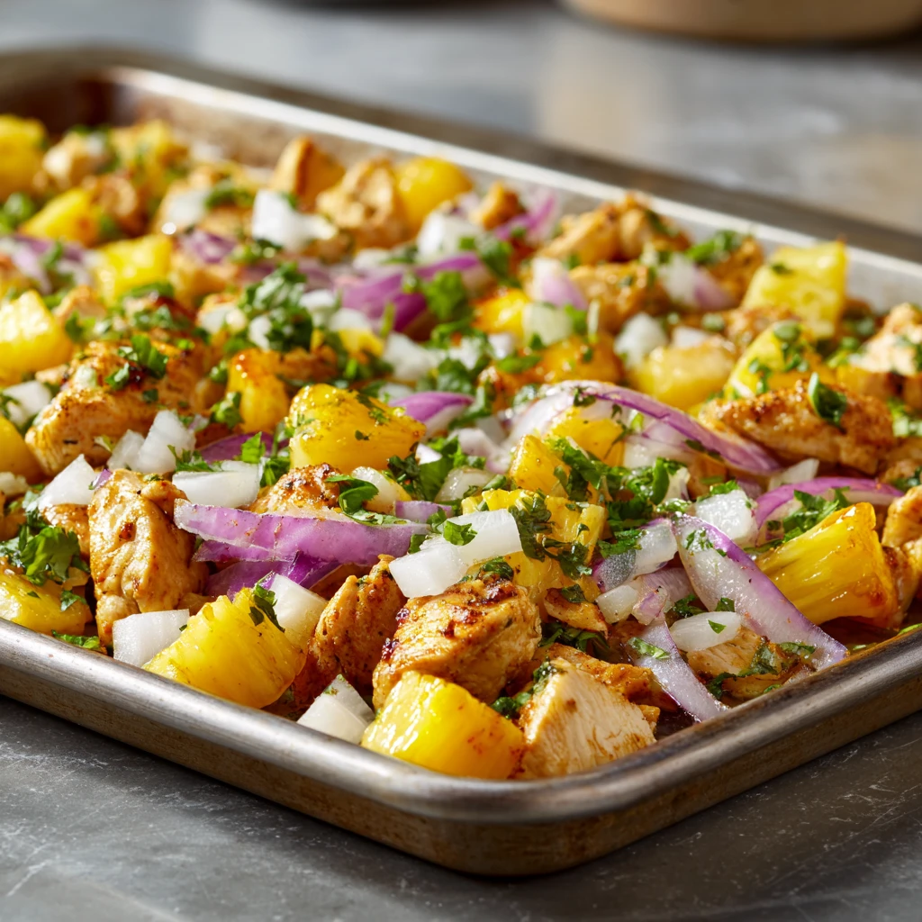 One Pan Chicken Pineapple Tacos