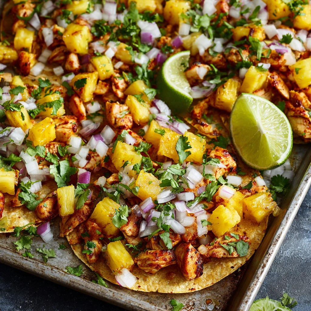 One Pan Chicken Pineapple Tacos