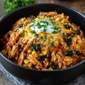 One-Pot BBQ Chicken Burrito Bowls