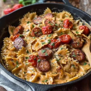One Pot Creamy Cajun Sausage Pasta (Spicy Andouille Bell Pepper)