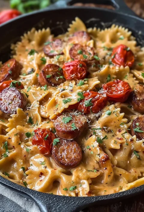 One Pot Creamy Cajun Sausage Pasta Spicy Andouille