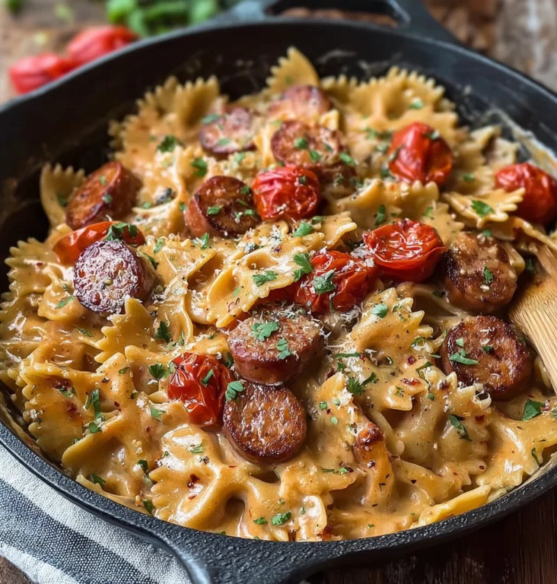 One Pot Creamy Cajun Sausage Pasta Spicy Andouille