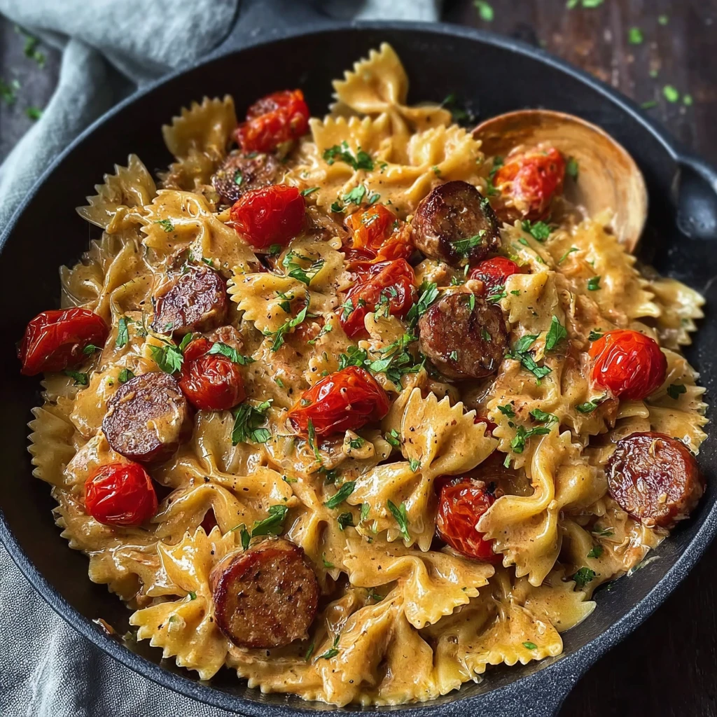 One Pot Creamy Cajun Sausage Pasta Spicy Andouille