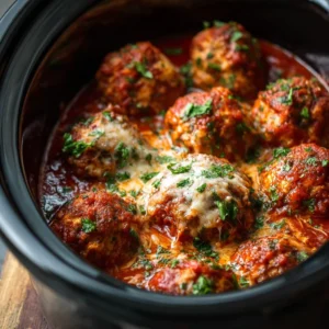 Slow Cooker Chicken Parm Meatballs