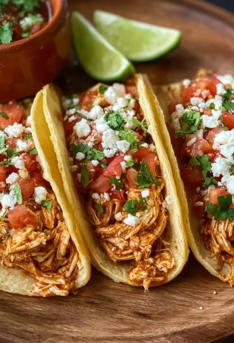 Slow Cooker Chicken Tacos 3ingredient Salsa Shredded