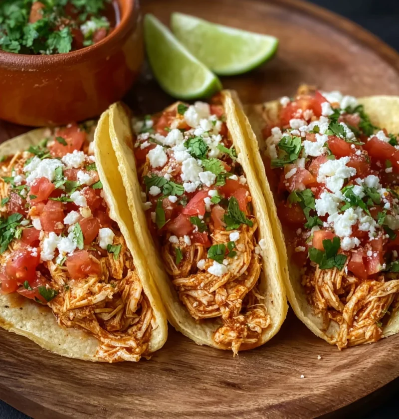 Slow Cooker Chicken Tacos 3ingredient Salsa Shredded