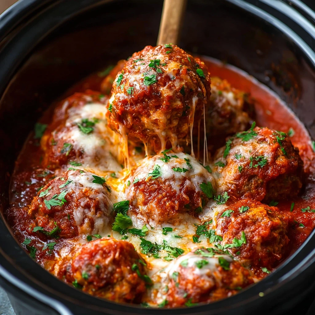 Slow Cooker Chicken Parm Meatballs