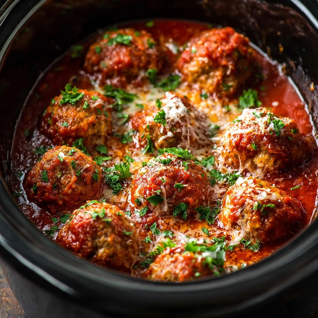 Slow Cooker Chicken Parm Meatballs