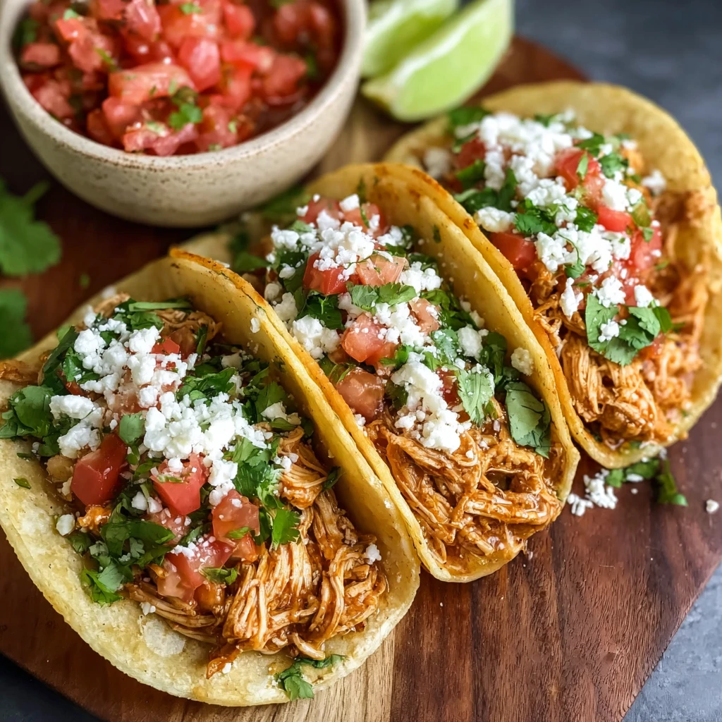 Slow Cooker Chicken Tacos 3ingredient Salsa Shredded