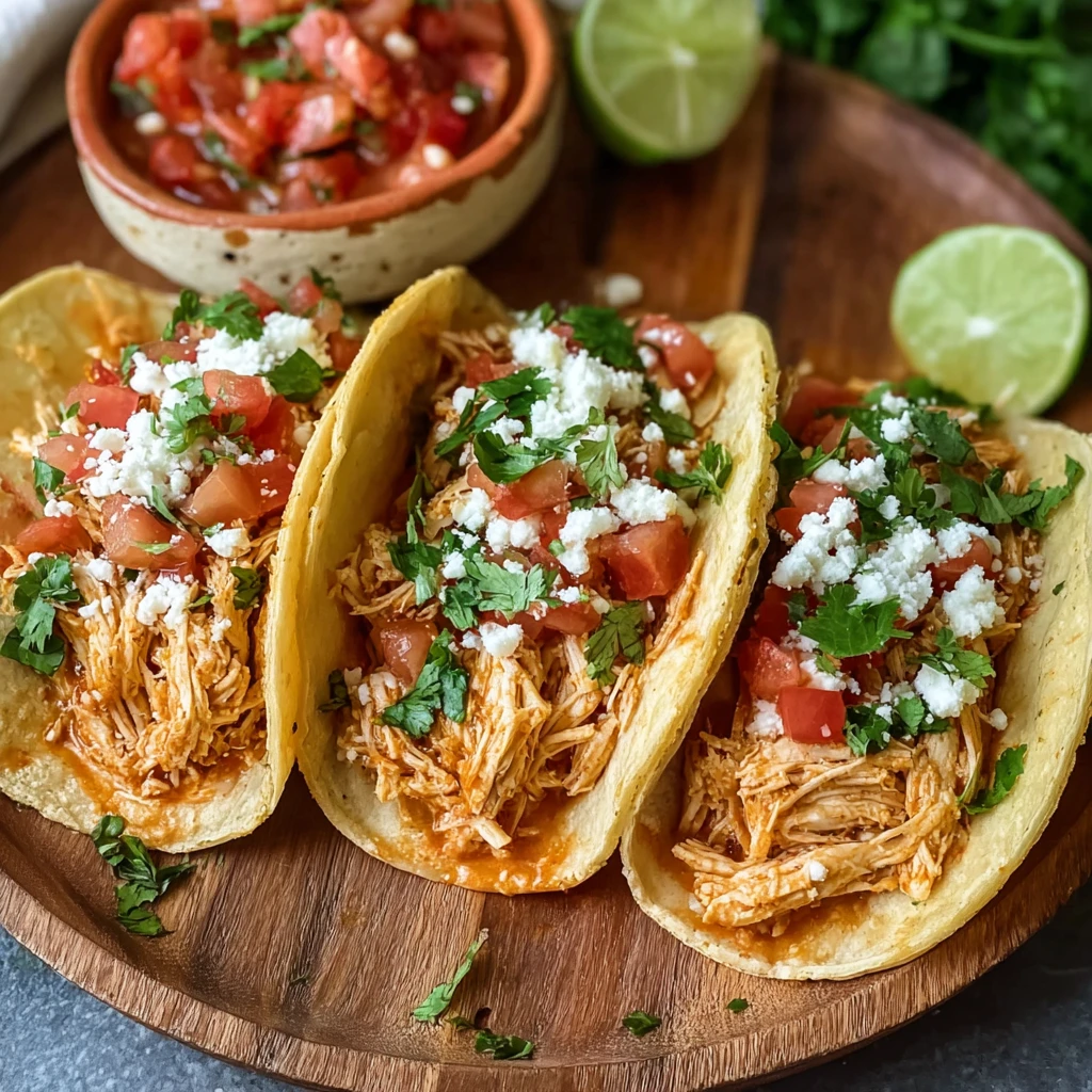 Slow Cooker Chicken Tacos 3ingredient Salsa Shredded