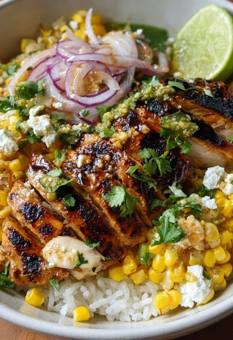 Street Corn Chicken Rice Bowl
