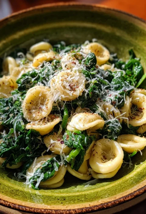 Creamy Orecchiette Spinach Pasta Weeknight Dinner