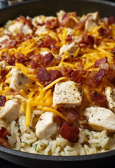 Discover Onepan Cheesy Bacon Ranch Chicken Rice Skillet