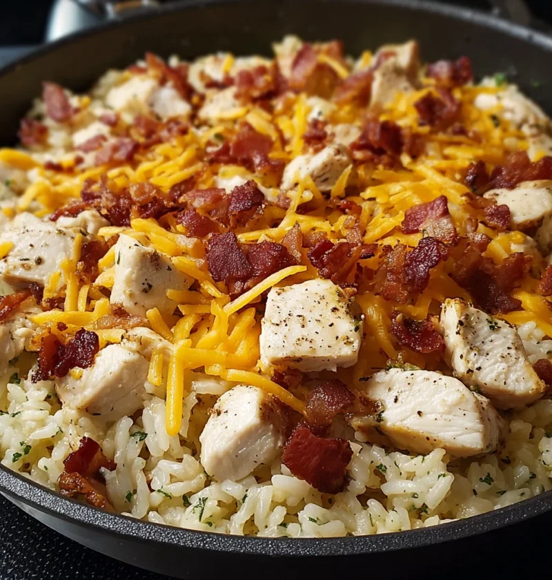 Discover Onepan Cheesy Bacon Ranch Chicken Rice Skillet