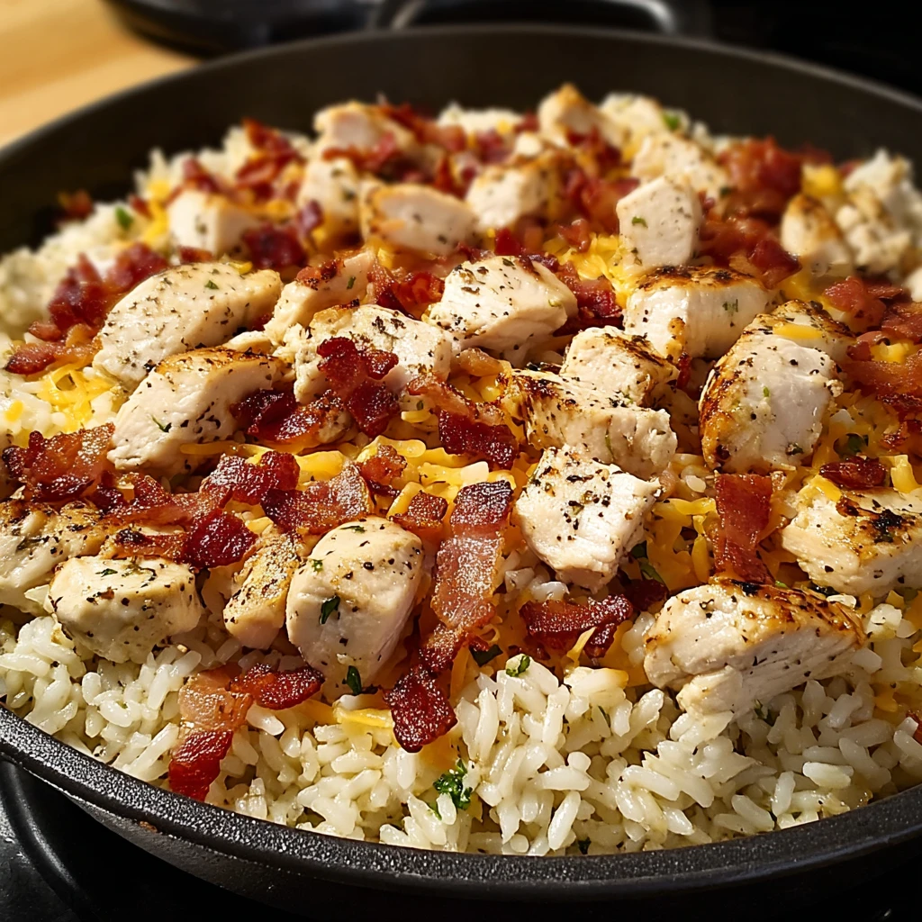 Discover Onepan Cheesy Bacon Ranch Chicken Rice Skillet