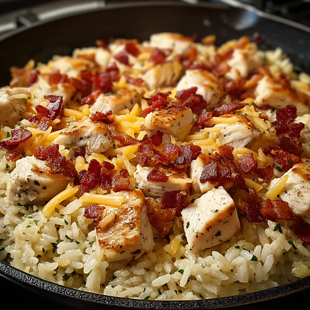 Discover Onepan Cheesy Bacon Ranch Chicken Rice Skillet