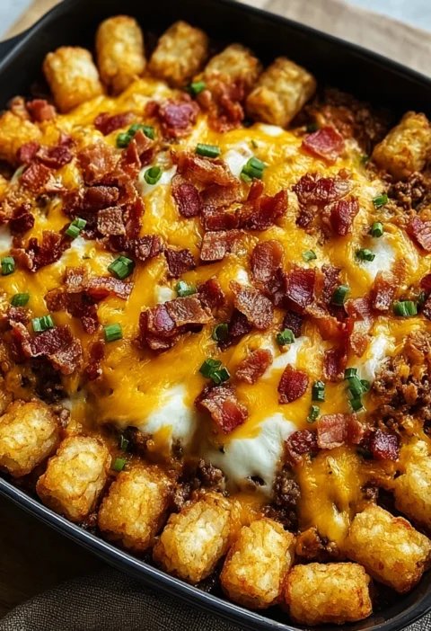 Indulge Ultimate Bacon Cheeseburger Tater Tot Casserole Recipe